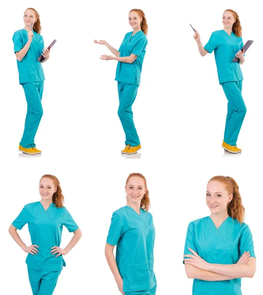 Enfermera cuidadosa aislada en blanco —  Fotos de Stock