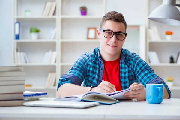 Sınavlara hazırlanan genç kız içeride masa başında ders çalışıyor.
