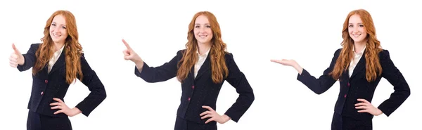 Woman businesswoman in business concept isolated on white — Stock Photo, Image