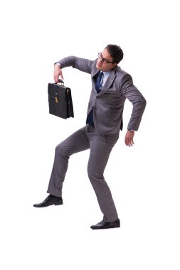 Beyaz arka plan üzerinde izole kukla işadamı