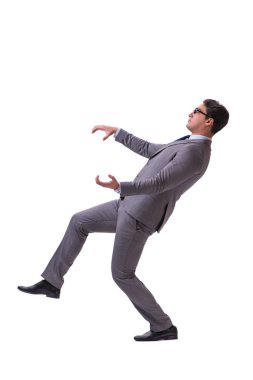 Beyaz arka plan üzerinde izole kukla işadamı