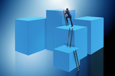 Bloklar halinde iş kavramı meydan tırmanma işadamı