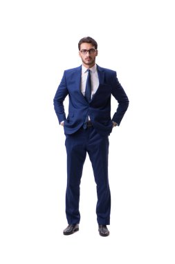 Genç işadamı beyaz arka planda izole edilmiş