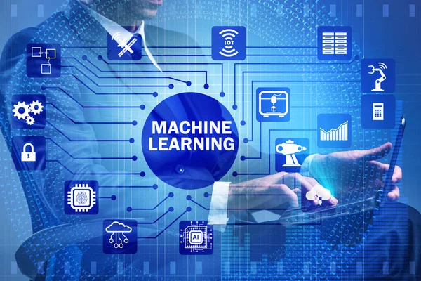 Machine learning concept with man — Stock Photo, Image