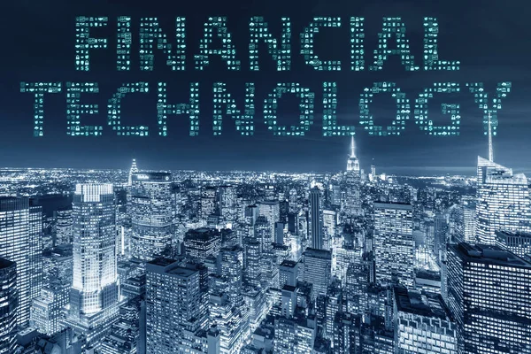 Smart city concept with fintech financial technology concept