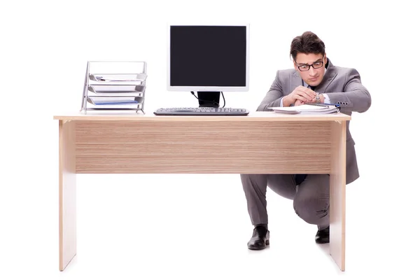 Homme d'affaires caché dans le bureau isolé sur blanc — Photo