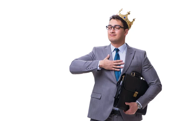 Král podnikatel izolovaný na bílém pozadí — Stock fotografie