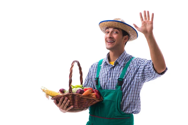 Young farmer isolated on the white background — Stock Photo, Image