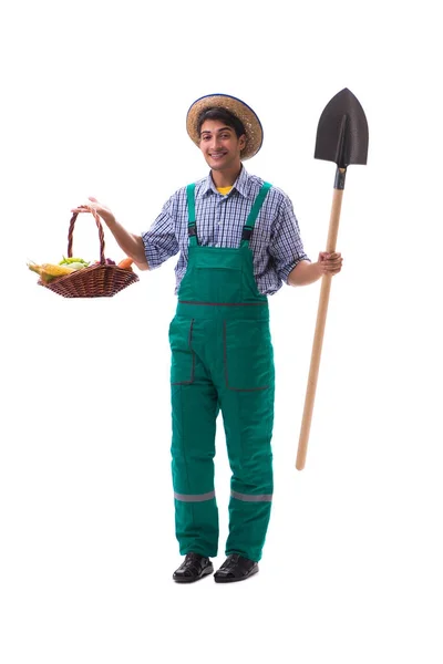 Young farmer isolated on the white background — Stock Photo, Image