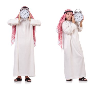 Arap adam beyaz üzerinde zaman kavramı