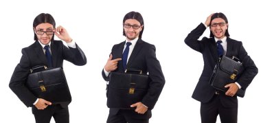 Genç işadamı beyaz arka planda izole edilmiş