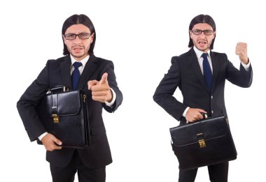 Genç işadamı beyaz arka planda izole edilmiş