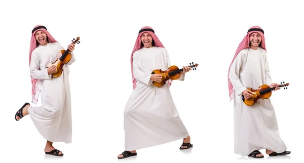 Arab man playing violing on white — Stock Photo, Image