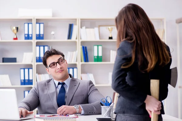 Office conflict between man and woman — Stock Photo, Image