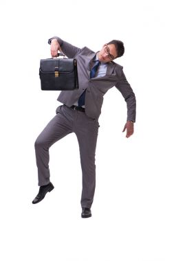 Beyaz arka plan üzerinde izole kukla işadamı