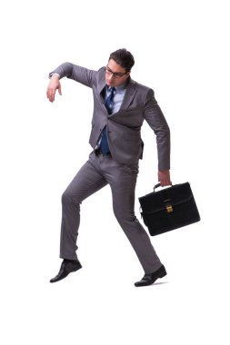 Beyaz arka plan üzerinde izole kukla işadamı