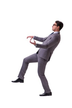 Beyaz arka plan üzerinde izole kukla işadamı