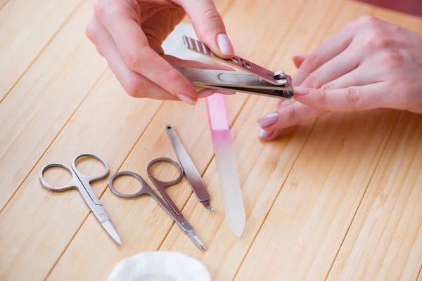 Produtos de beleza nail care tools pedicure closeup — Fotografia de Stock