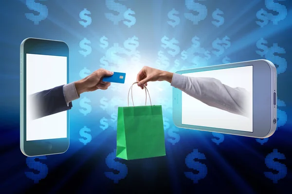 Online winkelen via het kopen van internet — Stockfoto