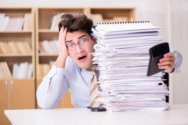 Funny accountant bookkeeper working in the office — Stock Photo, Image
