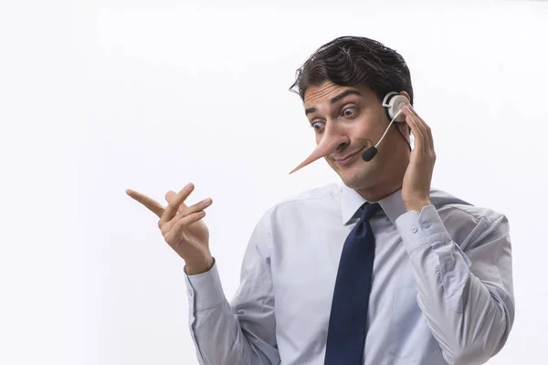 Affärsman i telefon som ljuger för hans motståndare — Stockfoto