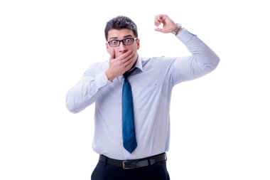 İş adamı aşırı derecede terliyor. Beyazların üstünde kötü kokuyor.