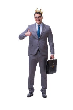 Kral işadamı beyaz arka planda izole edilmiş
