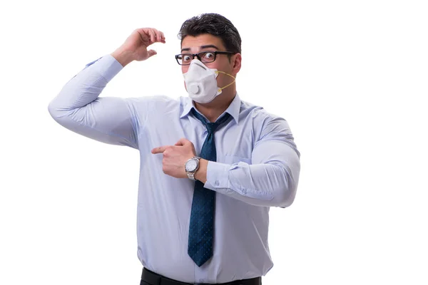 Businessman sweating excessively smelling bad isolated on white — Stock Photo, Image