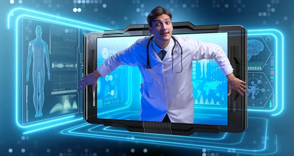 Telemedicine concept with doctor and smartphone — Stock Photo, Image