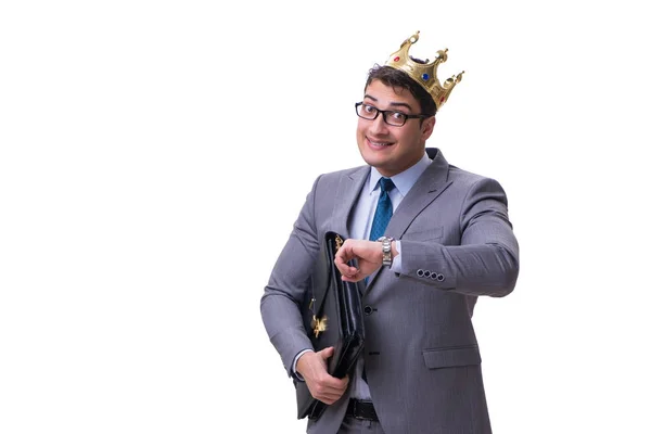 King businessman isolated on white background — Stock Photo, Image