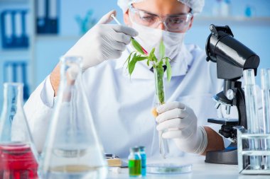 Laboratuvarda bilim adamıyla biyoteknoloji kavramı