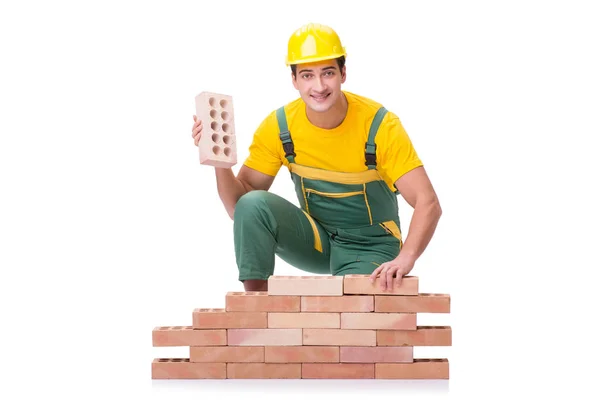 Le beau bâtiment ouvrier construction mur de briques — Photo