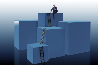 Bloklar halinde iş kavramı meydan tırmanma işadamı