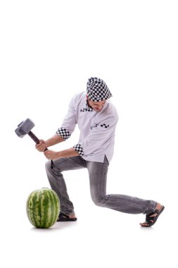 Beyaz karpuzlu genç aşçı.