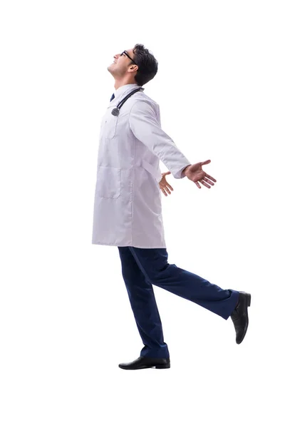 Young doctor physician standing walking isolated on white backgr — Stock Photo, Image