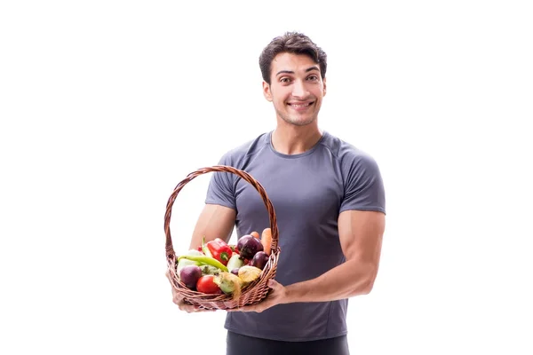 Az egészséges táplálkozás és sportolás előnyeit népszerűsítő ember — Stock Fotó