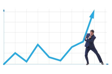 İş adamı iş dünyasındaki ekonomik büyümeye yardım etmeye çalışıyor