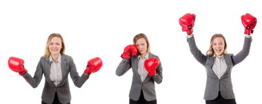 Beyaz eldivenli kadın iş kadını.