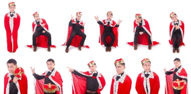 Taçlı bir iş adamı beyazlar içinde.