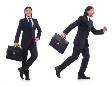 Genç işadamı beyaz arka planda izole edilmiş