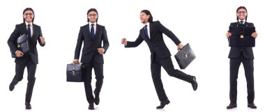 Beyaz arka plan üzerinde acele iş adamı izole