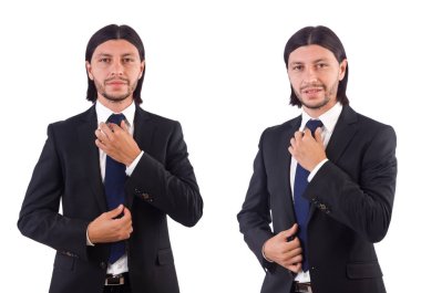 Genç işadamı beyaz arka planda izole edilmiş