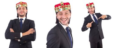 Taçlı bir iş adamı beyazlar içinde.