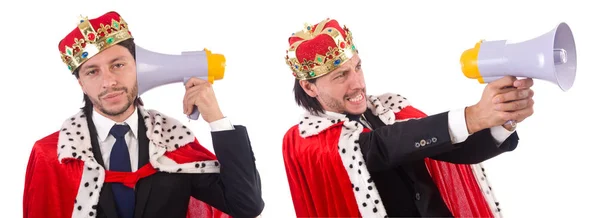 King businessman in funny concept isolated on white — Stock Photo, Image