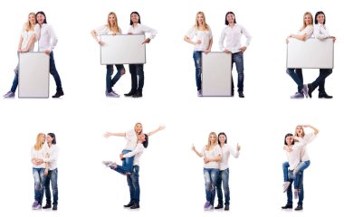 Pano üzerinde beyaz izole çift