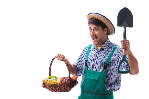 Young farmer isolated on the white background — Stock Photo, Image