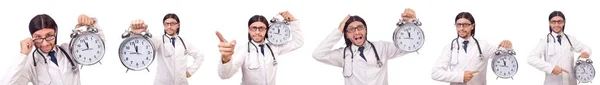 Férfi orvos óra elszigetelt fehér — Stock Fotó