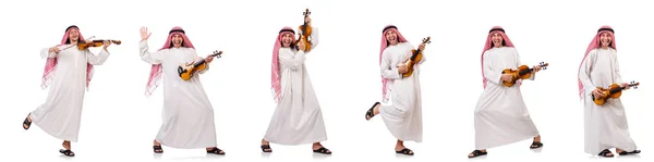 Arabo uomo giocare violing su bianco — Foto Stock