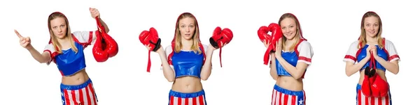 Žena boxer izolované na bílém pozadí — Stock fotografie