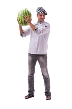 Beyaz karpuzlu genç aşçı.